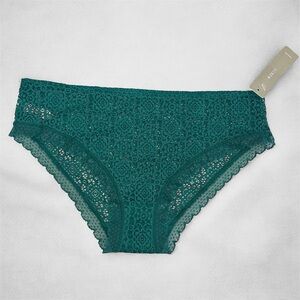 NWT J. Crew Panties Briefs Underwear Sheer Lace Emerald Green Womens Size XS
